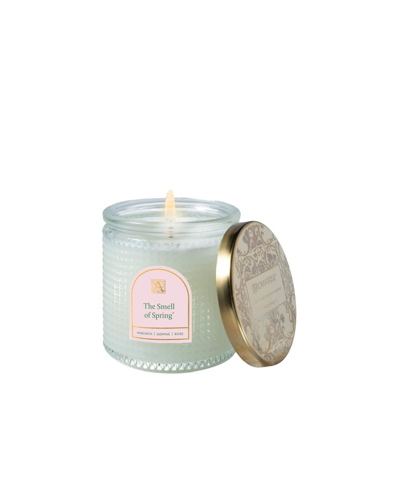 Smell of Spring 5.5 oz Textured Glass Candle by Aromatique (1)